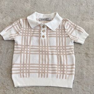 Harper James size 3 Kids' Beige Plaid Polo Shirt